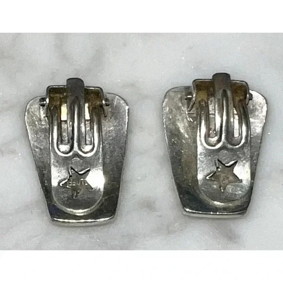 VINTAGE Graziella Laffi Sterling Silver Modernist Bird Dangle Earrings 925 Screw